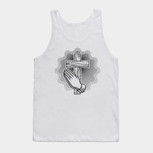 Cross of the Lord Jesus Christ and hands in prayer Tank Top